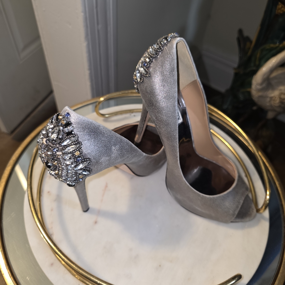 Badgley Mischka Silver Embellished Heels